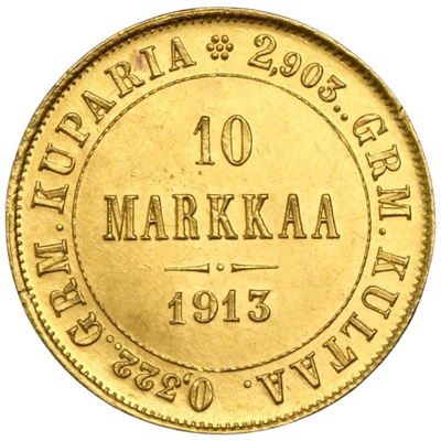 Finland, 10 mark 1878-1913 - back
