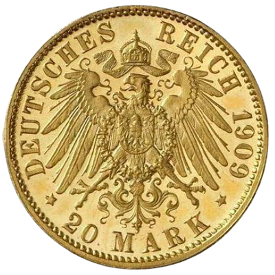 Tyskland (före 1918), mark (valörer 5-20 mark) - back