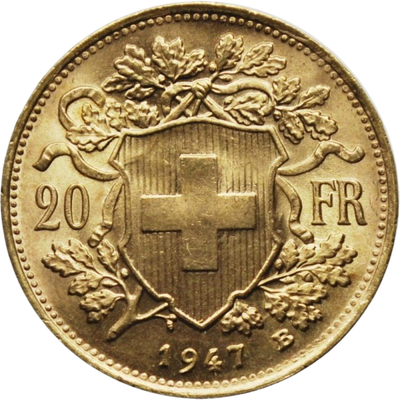 Schweiz, franc (valörer 10-20 fr) - back